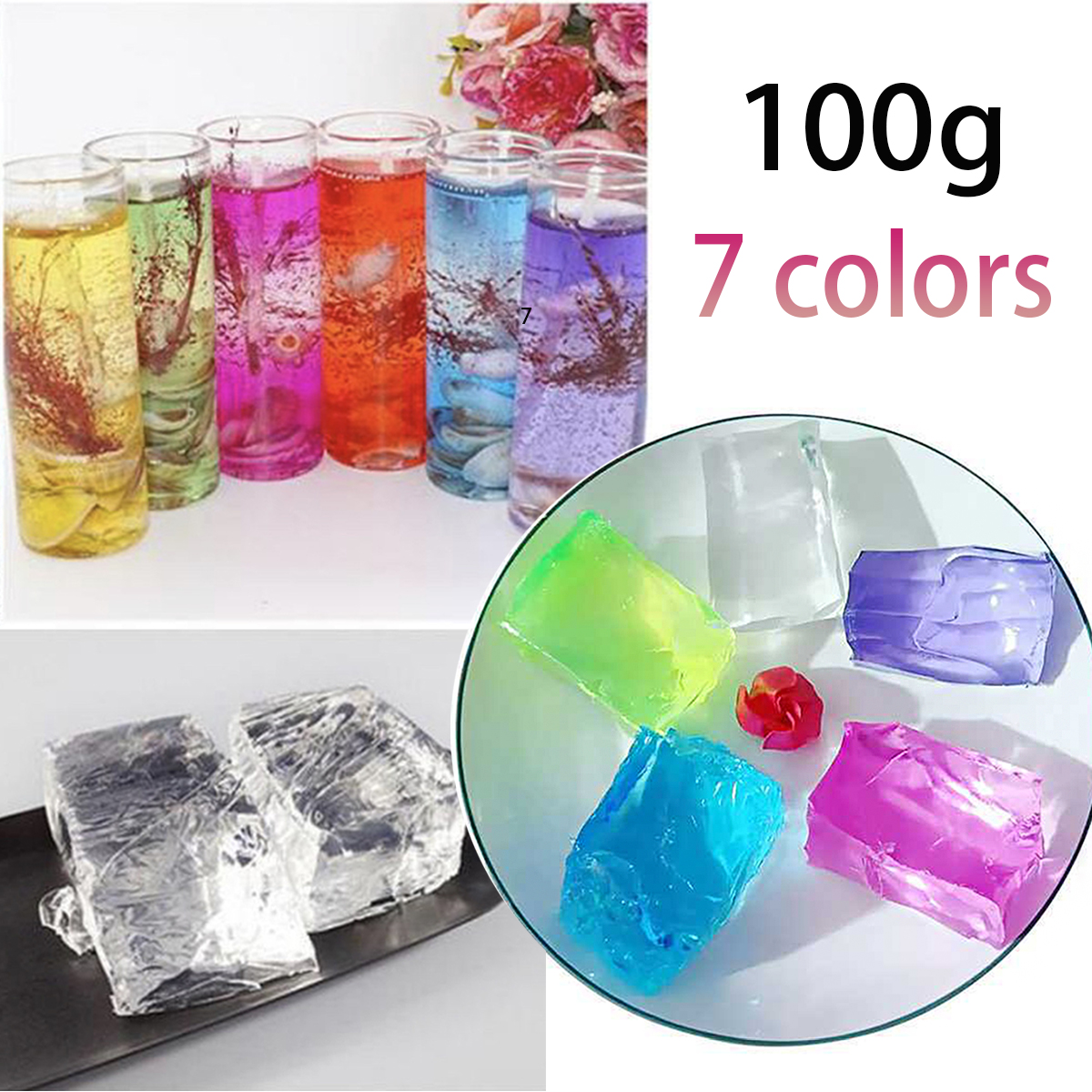 Candle Supplies Bulk - 100G 7Colors Jelly Wax DIY Handmade