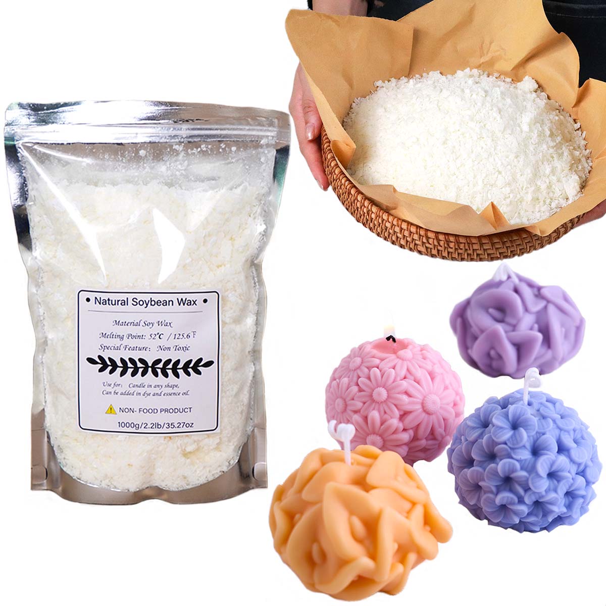 500g/1kg Natural Soy Wax Flake - Candle Supplies Bulk บทวิจารณ์และราคา