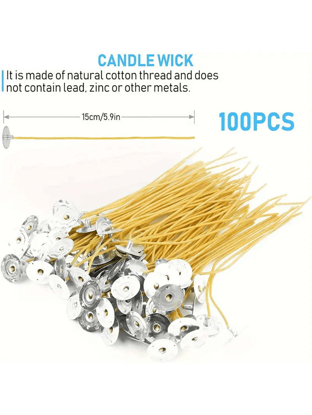 100 6-inch pre-waxed beeswax a - Cotton Wick 6 Inch บทวิจารณ์และราคา