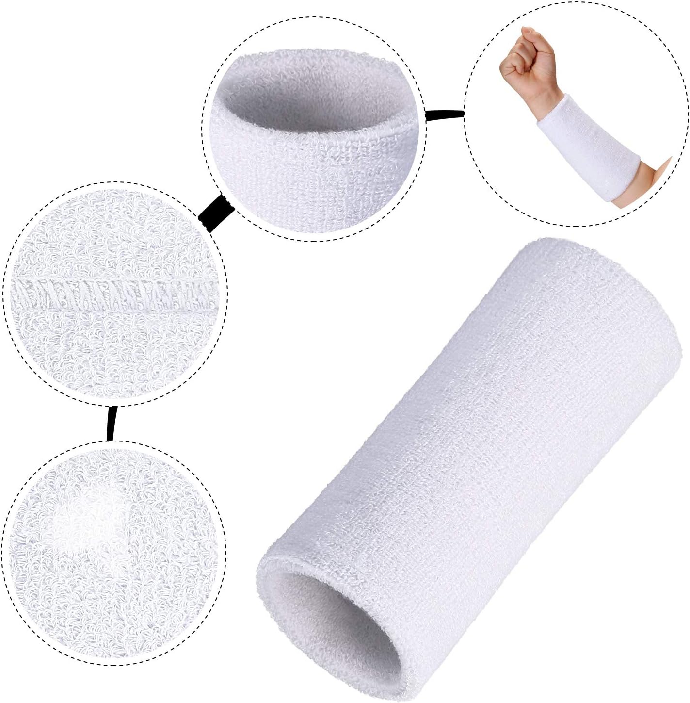 2 Pack 6-Inch Wrist Sweatbands - Cotton Wick 6 Inch บทวิจารณ์และราคา