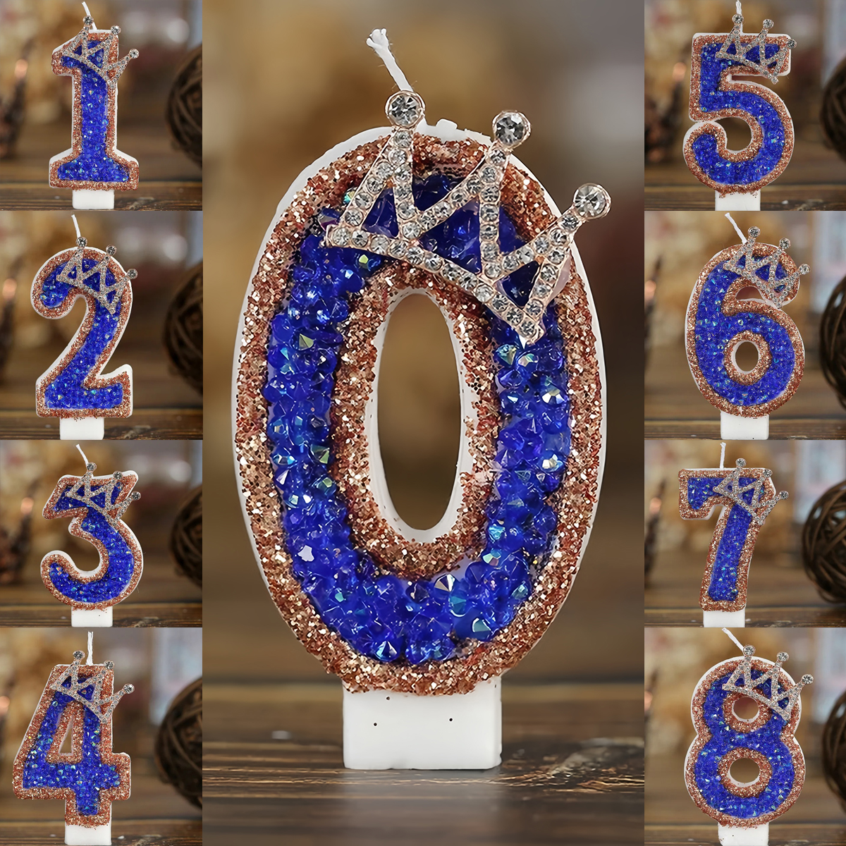 Blue Crown Sparkle Number Birt - Candle Supplies Luxury บทวิจารณ์และราคา