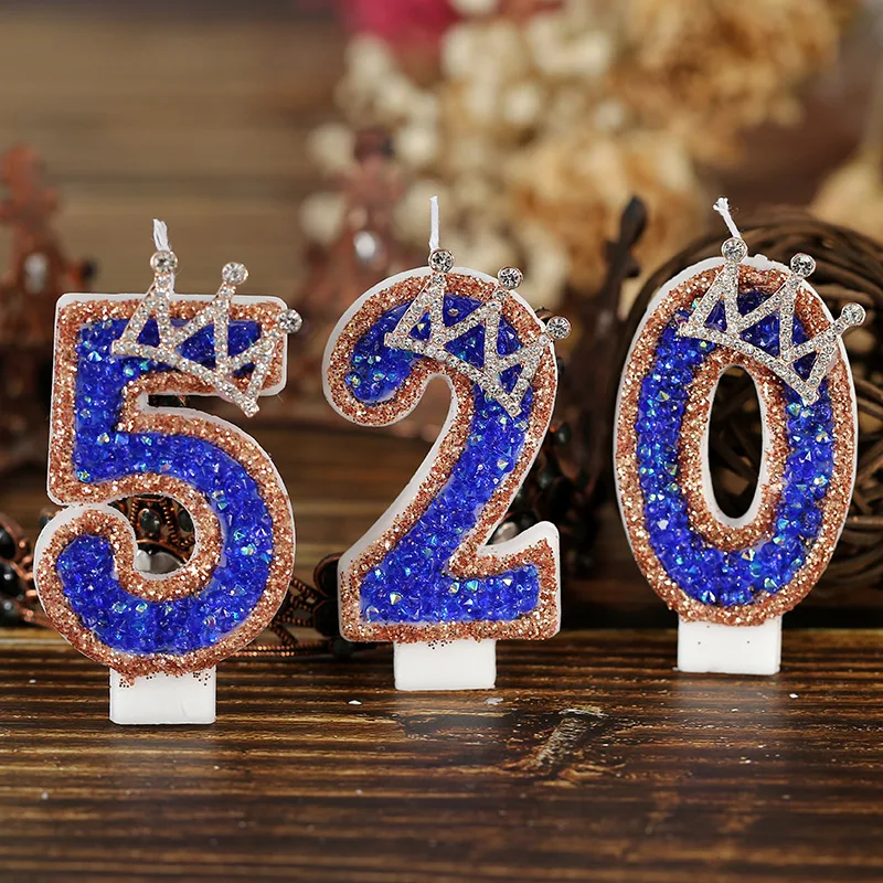 Blue Crown Sparkle Number Birt - Candle Supplies Luxury บทวิจารณ์และราคา